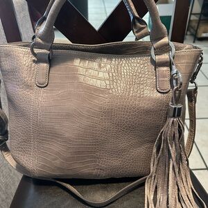 G.I.L.I. Crocodile-Embossed Gray Satchel